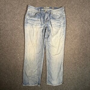 BKE Denim Nolan Straight Leg Jeans Mens 33Sx28 Light Wash Distressed